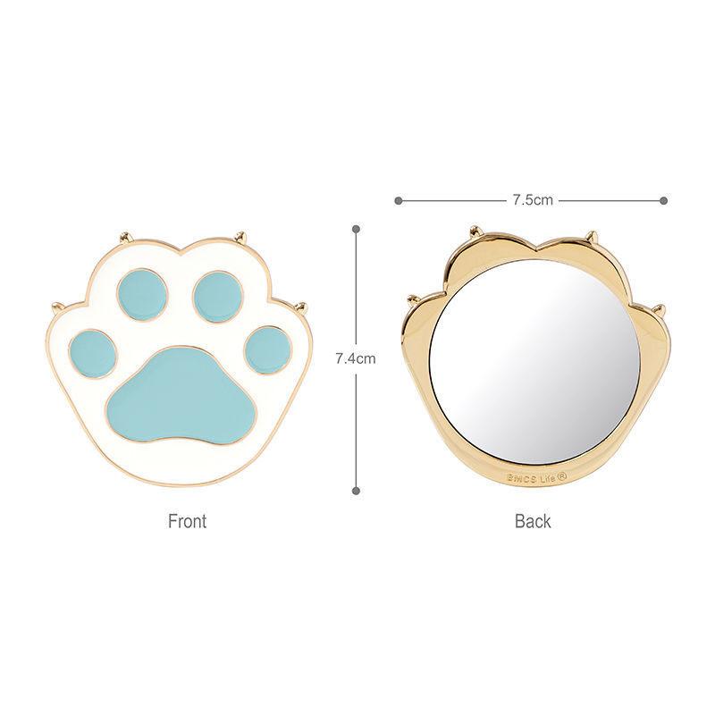 Cat Paw Mini Makeup Mirror Alloy Holiday Gift Women Girl Portable HD Makeup Mirror Irregular Shape