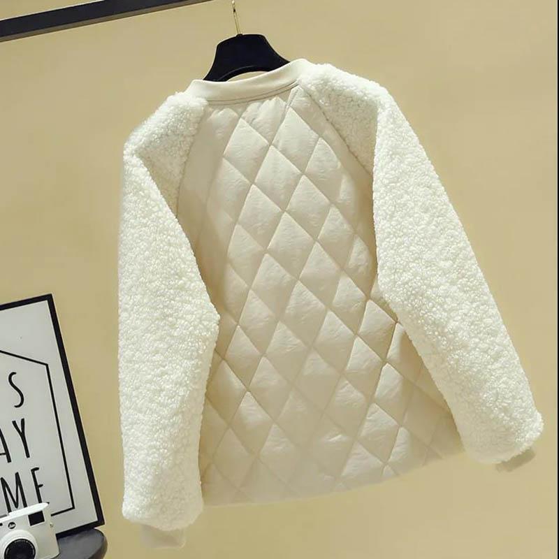 Large Size Imitation Lamb Wool Cotton Jacket Women's Fall/winter Loose Cotton-padded Jacket Lightweight Small Padded Jacket Down Jacket