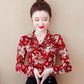 Floral Chiffon Shirt Women's Spring Western Style Cover Belly Bow Small Shirt All-match Loose Bottoming Top