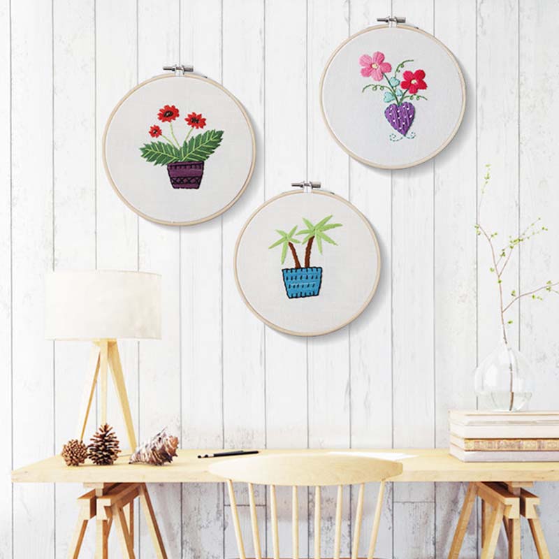 Plant Printing Embroidery DIY Su Embroidery Handmade Cross Stitch Fabric Material Package European Style Home Adult Beginner