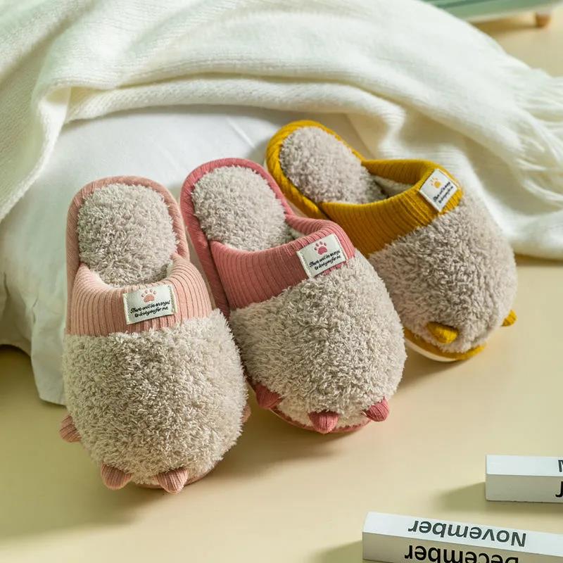 Autumn and Winter Warm Cotton Slippers with A Full Sense of Design Flat Shoes Indoor and Outdoor Non-slip Casual Slippers Light Soft Shoes