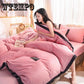 4pcs  Fleece Bedding Set  Lace Duvet Cover Flat Sheet Pillowcase Flannel Winter Warm Bed Linen