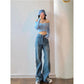 Double Side Zipper Wide-leg Jeans Women's Loose Straight-leg Mopping Flared Trousers with A Sense of Niche High Street Pants