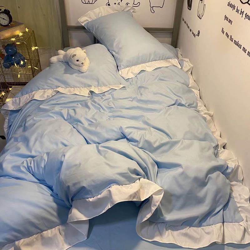 Lace Single Bed Three-piece Quilt Cover Sheet Pillowcase Princess Wind Bedding Set