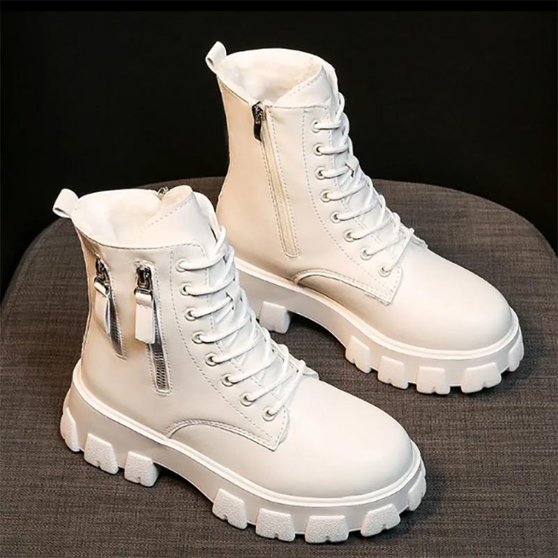 Women's All-match Plus Cashmere Martin Boots Keep Warm  Thick-soled Skinny Short Boots