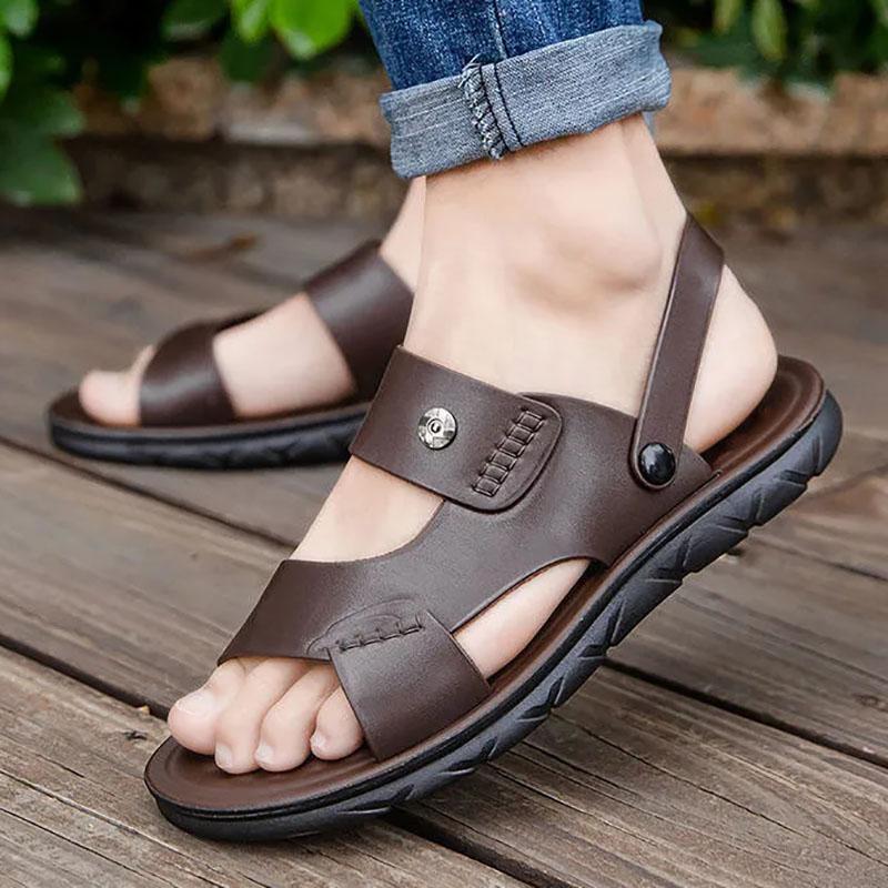 Summer Men's Flat Sandals Large Size Non-slip Deodorant Indoor Slippers Outdoor Casual Beach Sandals