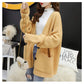 4 Colors Women V-neck Cashmere Long Section Loose Sweaters Knitted Cardigan Button Jacket