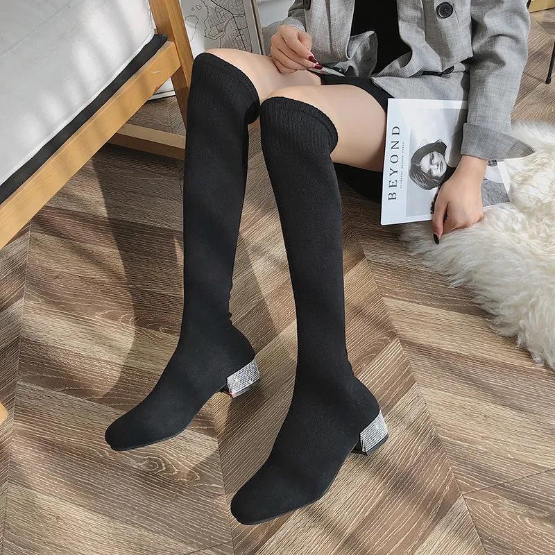 Socks Shoes Autumn Women's Boots Over The Knee Boots Women's Boots Knitted Stockings Stretch Boots Socks Boots