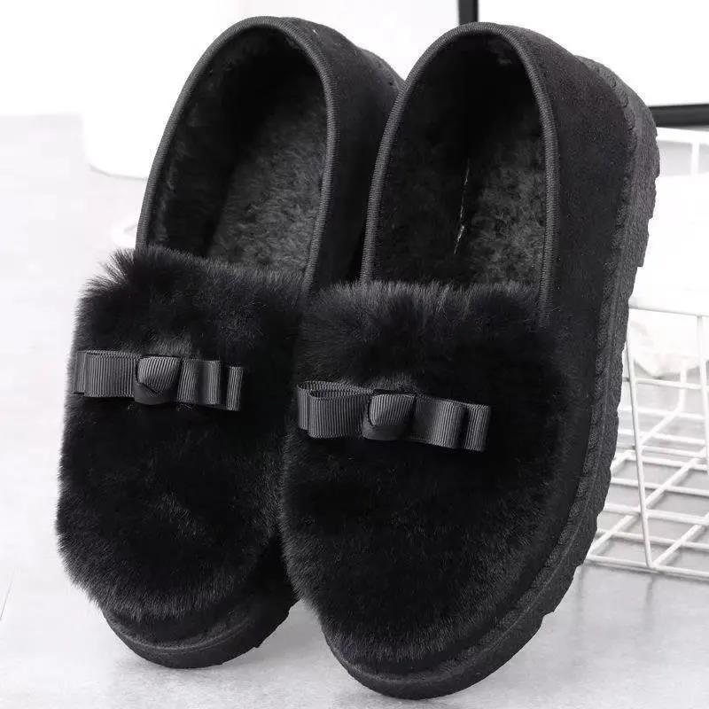 Women's Autumn and Winter Plush Shoes Flat All-match Cotton Shoes Outer Wear Plus Velvet Beanie Shoes
