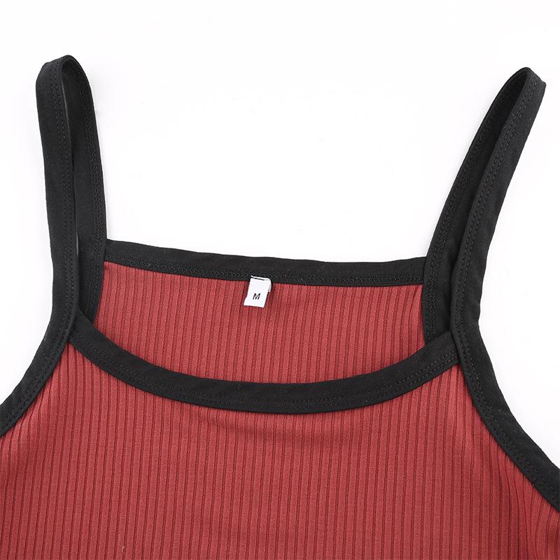Summer Casual Panelled Spaghetti Strap Camis Top Women Fashion Sleeveless Tops Backless Wrap Basic Tops Streetwear