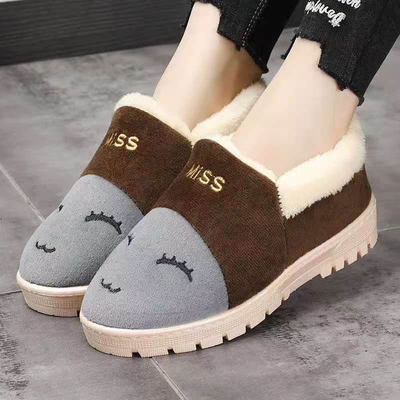 Autumn and Winter Pure Cotton Slippers Indoor Non-slip Soft-soled Shoes Warm Simple Plush Cotton Shoes