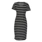 Fashion S-3XL Maxi T Shirt Women's Cute White and Black Strips Loose Tops Dress