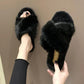Outer Wear Fur Slippers Woman Made Rabbit Fur Cross Cotton Mop Home Warmth Cotton Mop Cute Warm Breathable and Comfortable