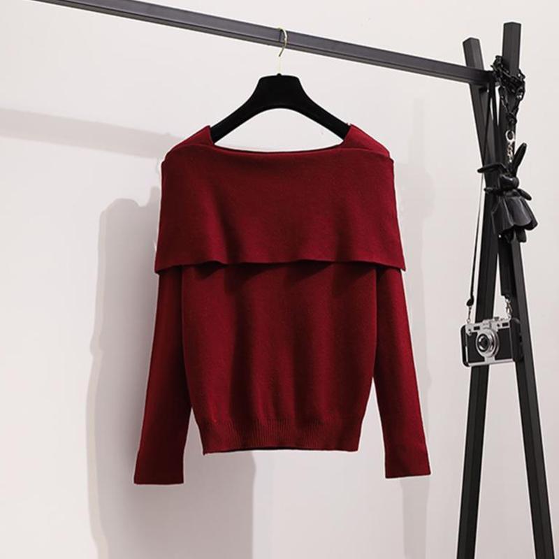 Women's Fall/winter Suit Women's Age-reducing Knit Sweater Sweater and Plaid DressTwo-piece Suit