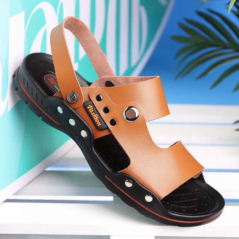Beach Shoes Men's Sandals Trend Sandals Summer Non-slip Leather Soft Sole Dual-purpose Casual Shoes