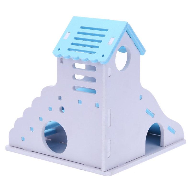 Hamster Toy Colorful Mini Wooden Slide DIY Assemble Hamster House Cute Small Animals Pet Toy Supplies Animal Sleeping House