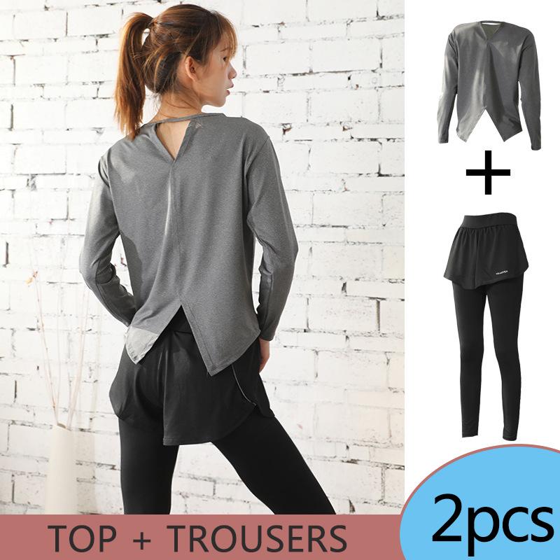 Women's 2PCS Garment Suit Professional Gym Sports Fitness Suit Quick Dryer Loose Slim Fit Large Size Suit Split Top Slim Pants Running Sets