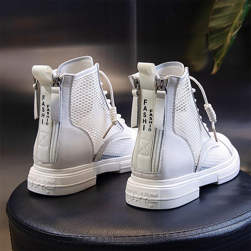 Martin Boots Women's Summer Thin Section Summer Breathable British Style Sandals Hollow Sandals Mesh Boots Mesh Boots