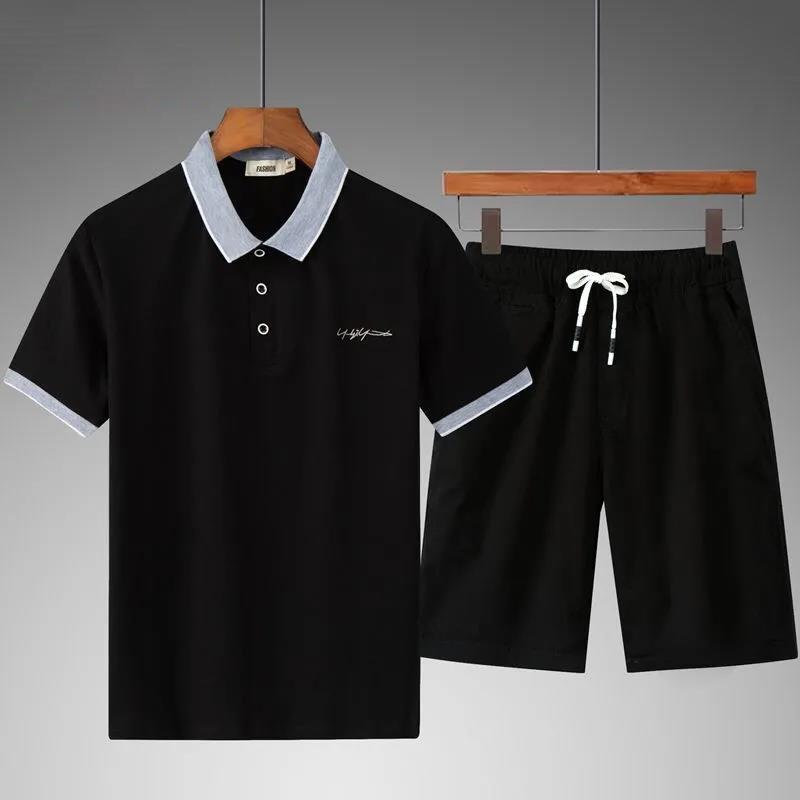 Dad Wear Summer Suit Men's Summer Cotton  Shirt Men's Lapel Middle-aged and Elderly Casual Sports Suit