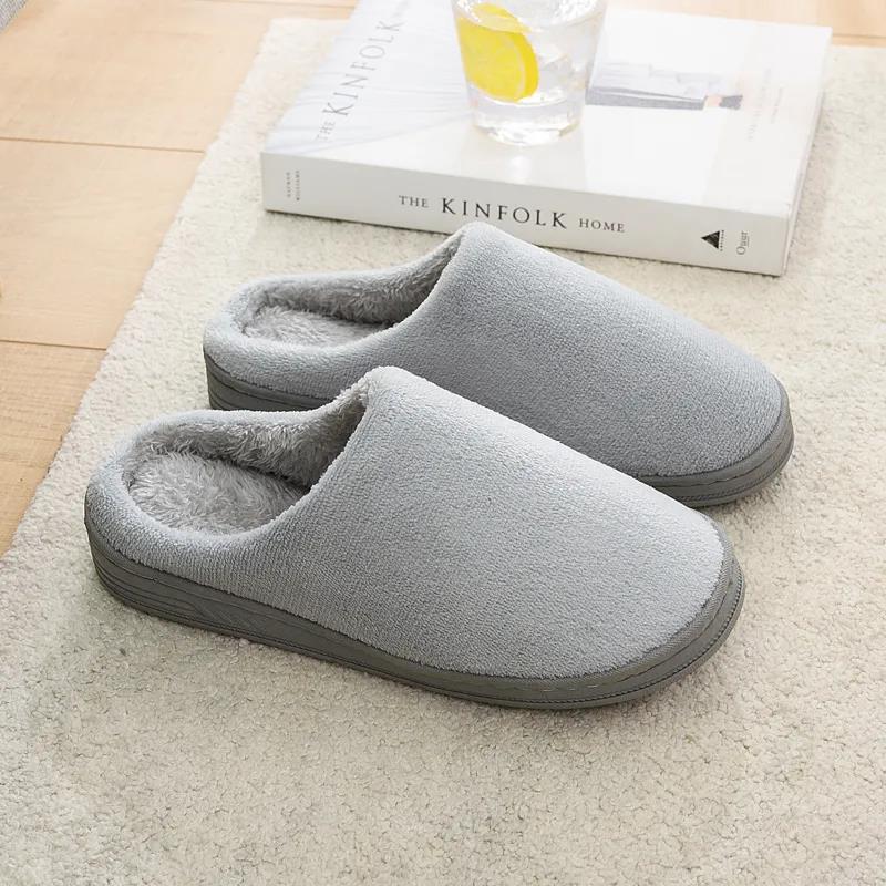 Cotton Slippers for Men and Women with Bag and Winter Home Warm Indoor Non-slip Fur Slippers