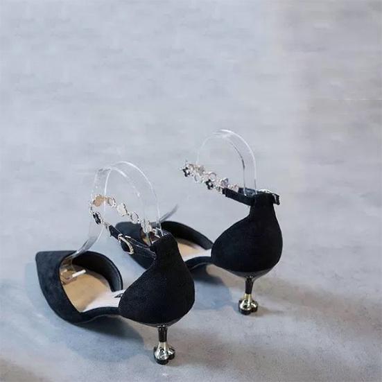 Women's Spring and Summer Soft High Heels Large Size Point Toe Cool Shoes Breathable Casual Sandals for Office Ladies