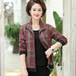 Women's Spring and Autumn Coat Versatile Short Jacket Middle-aged and Elderly Female Large Size Lapel Print Short Coat