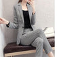 Spring and Autumn Black and White Professional Plaid Suit Suit Women's Temperament Long-sleeved Suit Pants Two-piece Set