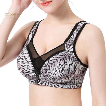 Large Size Thin Bra Without Steel Ring Sexy Leopard Print Gathered Tube Top Anti-glare Underwear Thin Breathable Large Size Underwear