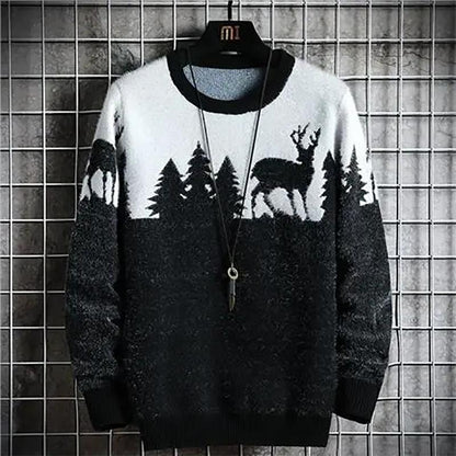 Men's Sweatshirts Trend Round Neck Sweater Casual Youth Stitching Sweater Autumn and Winter
