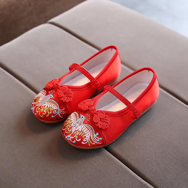 Kids Shoes for Girls Children's Embroidered Cloth Casual Soft Light Shoes Chinese Style Girls Shoes Old Beijing National Wind Dance Shoes