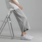 Summer Men's Thin Ice Silk Air Conditioning Pants Loose Straight Wide Leg Pants Casual Cropped Pants