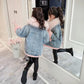 Girls Denim Warm Coat Winter Korean Children's Winter Clothes Fleece Padded Windproof Jacket