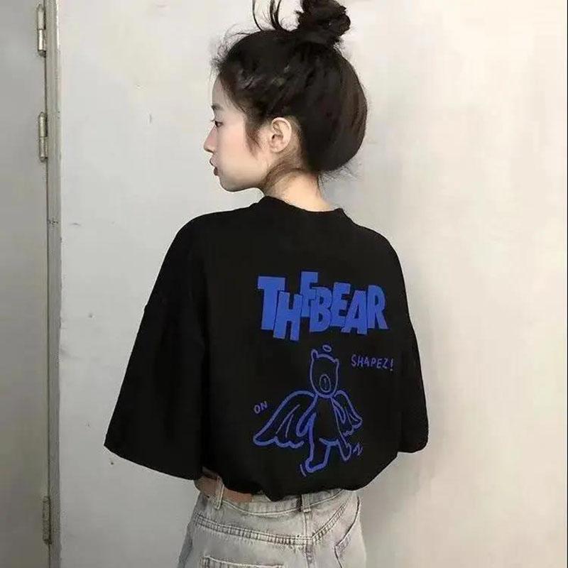 Women's Summer Top Loose Round Neck Solid Color Short Sleeve T-shirt