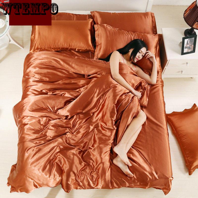 Satin Silk Fitted Sheet Elastic Solid Color Mattress Protector Bed Sheets Silk Solid Color