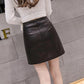 Women's Leather Skirt Black Autumn  Winter High Waist Package Hip Skirt Irregular A-line Bodycon Skirt