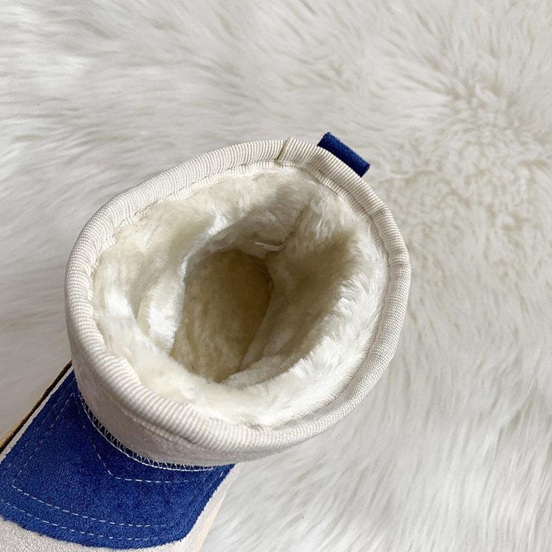 Color-blocking Snow Boots Women's Autumn and Winter Plus Velvet Cotton Shoes Thick-soled Waterproof Non-slip Short Boots