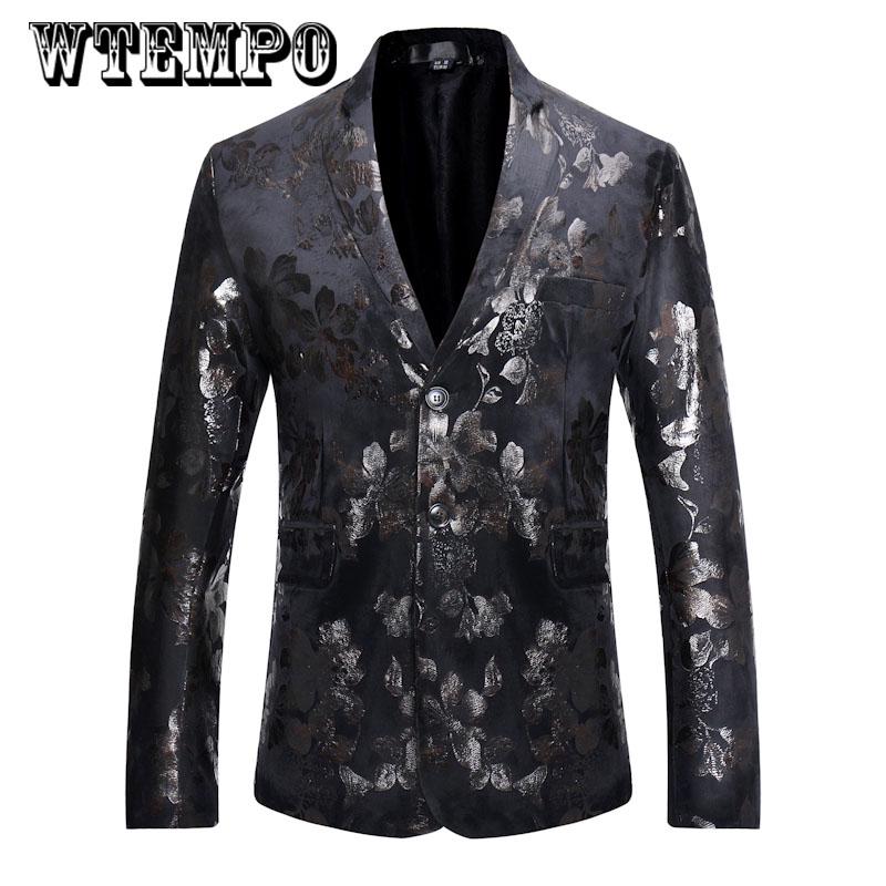 Male Suit Blazer Printed Men Slim Jacket Suits Fashion Luxury Formal wedding Dress Stage