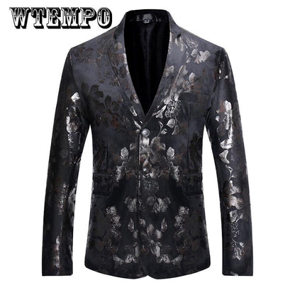 Male Suit Blazer Printed Men Slim Jacket Suits Fashion Luxury Formal wedding Dress Stage