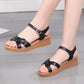 Mom Sandals Women's Soft Leather Soft Bottom Non-slip Comfortable Flat Shoes Fashion All-match Middle-aged Large Size Shoes