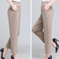 Spring Summer Autumn Thin Mother Middle-aged and Elderly Casual Straight Cropped Trousers Loose High Waist Elastic Waist Women