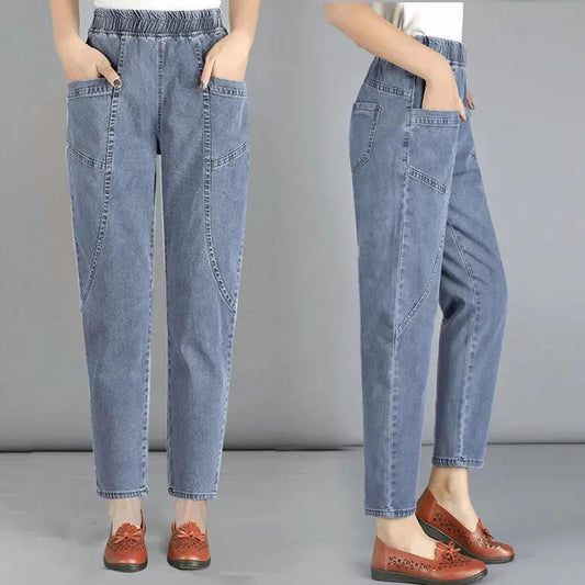 Fashion Jeans Women Spring Thin Section Harlan Carrot Pants High Waist Slim Middle-aged Casual Cropped Trousers