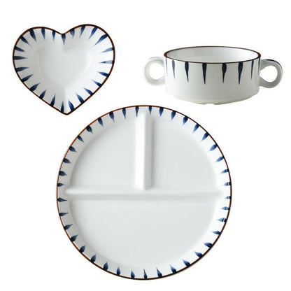 Ceramic Divided Plate for Children's Home Adult Fat-reducing Plate for Weight Loss Three Grid Plate for One Person