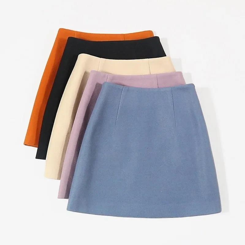 Autumn and Winter Woolen Short Skirt Women's Half-length Skirt A-line Skirt High Waist Large Size Hips