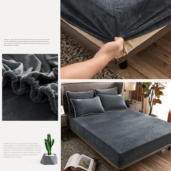 3pcs/set Thick Coral Velvet Mattress Cover Crystal Velvet Bedspread Plus Velvet Flange Winter Warm Bed Cover