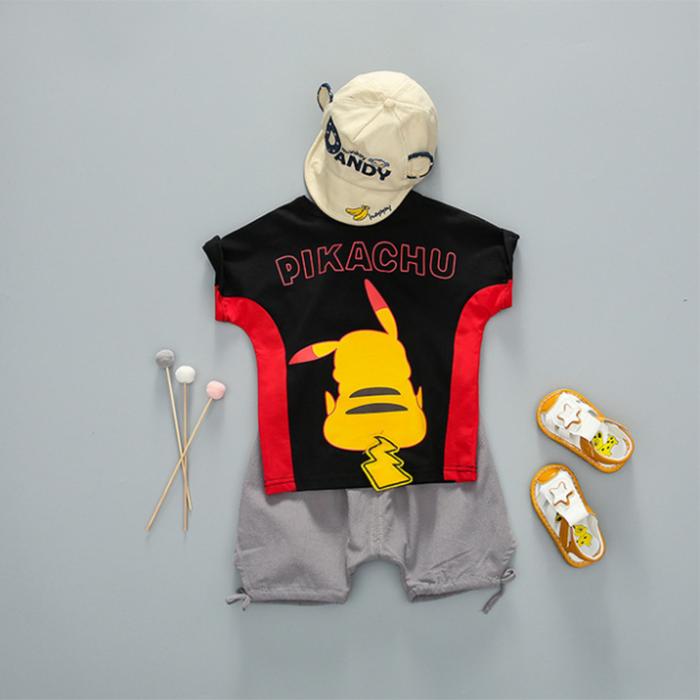 Cartoon Children's Summer Cute Set Pullover Top Short Sleeve T-shirt Shorts Boys Girls Two Piece Suit