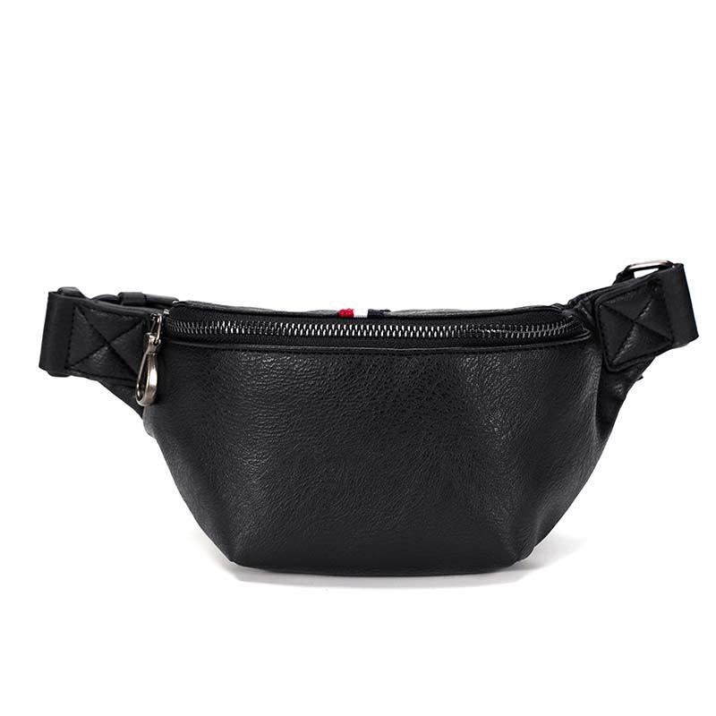 Waist Bag Men Black with Headphones Hole Chest Bag Phone Bag Outdoor Sports Shoulder Bag