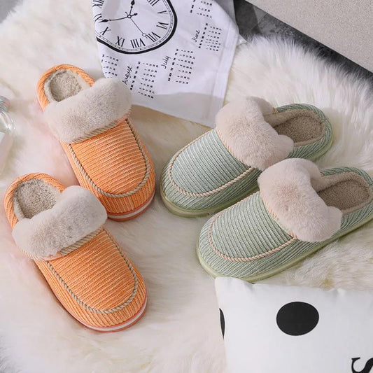 Autumn and Winter Plus Velvet Cotton Slippers Indoor Non-slip Plush Shoes Fashion Casual Trendy Soft Shoes