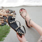 Korean Version  Pearl Sandals Female Summer Students Flat-bottomed All-match Flip-flop Roman Sandals
