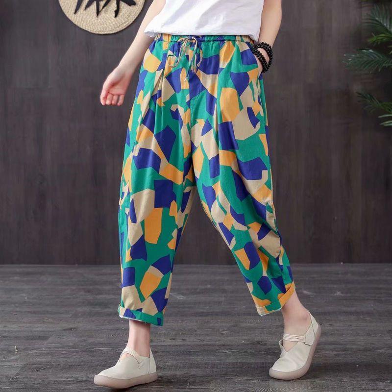 Spring and Summer Mother's Pants Wide-leg Plus Size Bloomers Cotton Silk High-waist Mosquito-proof Loose Trousers Women
