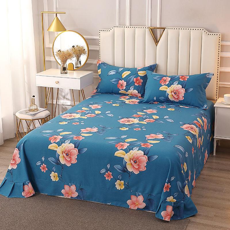 Pure Cotton Thermal Sheet and Pillowcase Three-piece Set Double Student Dormitory Printed Geometric Pattern Bedding Set Light Luxury
